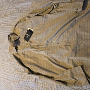 Men's  Blackhawk Button-Up Shirt in Beige Checkered Pattern